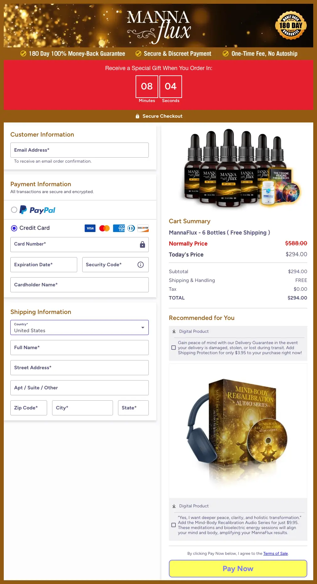 MannaFlux Official Website Secure Order Page